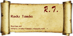 Radu Tamás névjegykártya